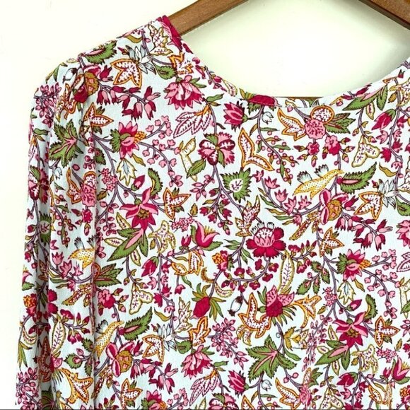 LOFT popover top with long  sleeves and v-back, loose fit, floral - Picture 4 of 8